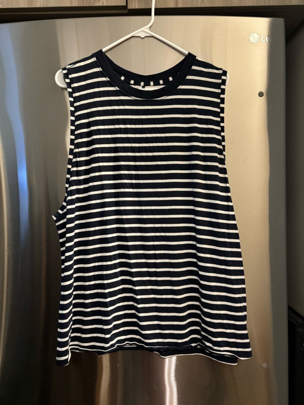lululemon athletica Navy and White Striped Tank Top